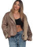 Beige lässige Vintage Jacke – Oversized Shearling Look