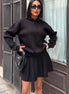Damen Zweiteiler Set – Plissee Rock & Kapuzenpullover