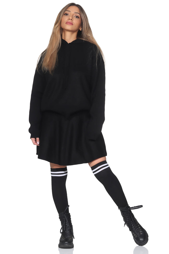 Damen Zweiteiler Set – Plissee Rock & Kapuzenpullover