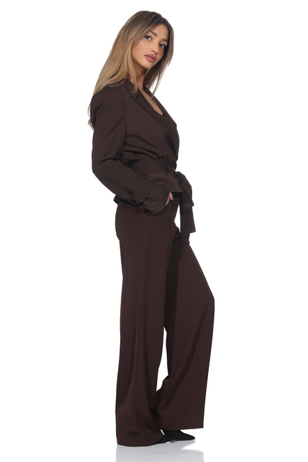 Brauner Anzug aus 100 % Tencel – Blazer & Hose Set