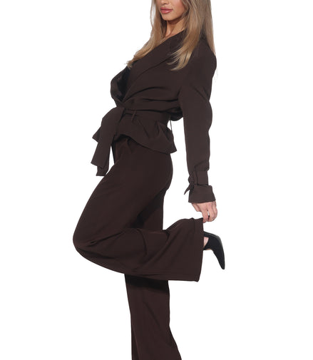 Brauner Anzug aus 100 % Tencel – Blazer & Hose Set