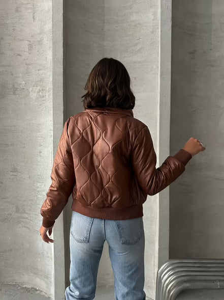 Damen Steppjacke – Braun – 100 % Kunstfaser